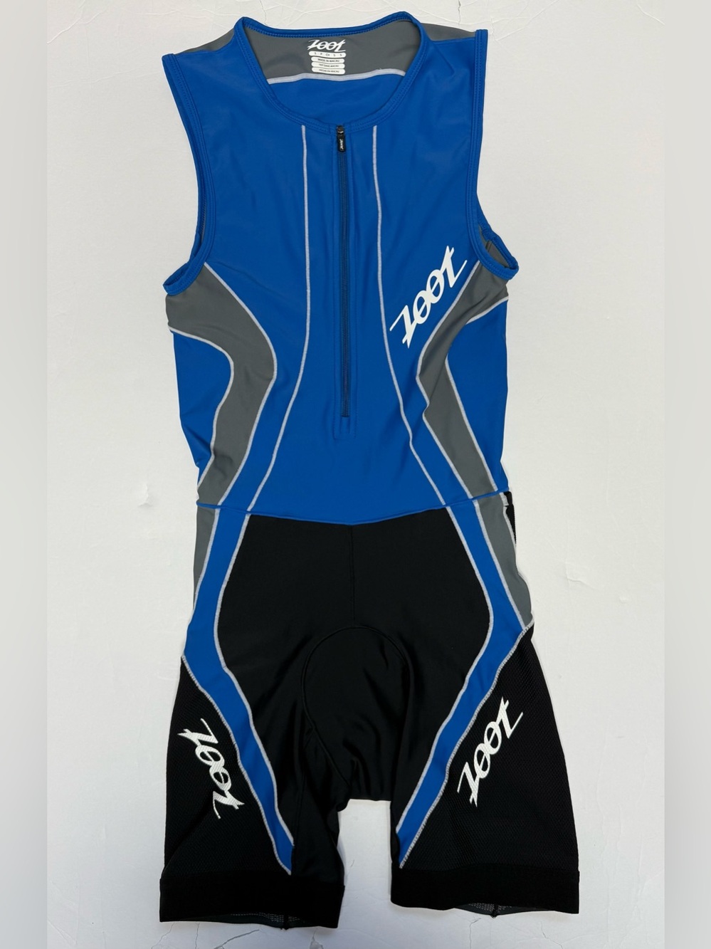 Zoot Mens Blue & Black Tri FZ Racesuit Sleeveless Suit One-Piece size S